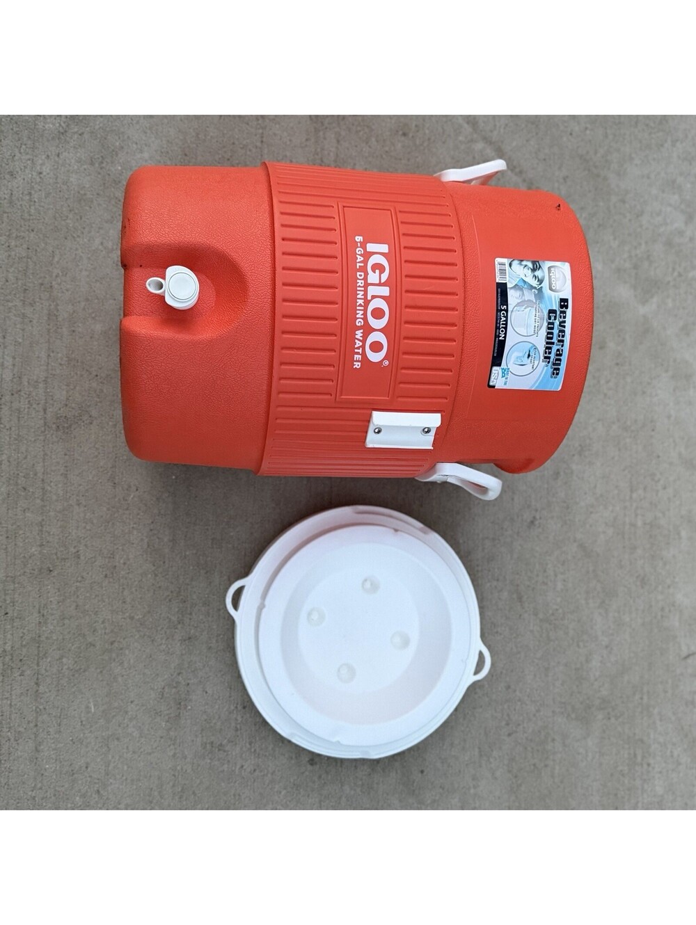Igloo 5 Gallon Beverage Cooler Water Jug Dispenser Orange w/ Lid Insulated - Picture 11 of 13